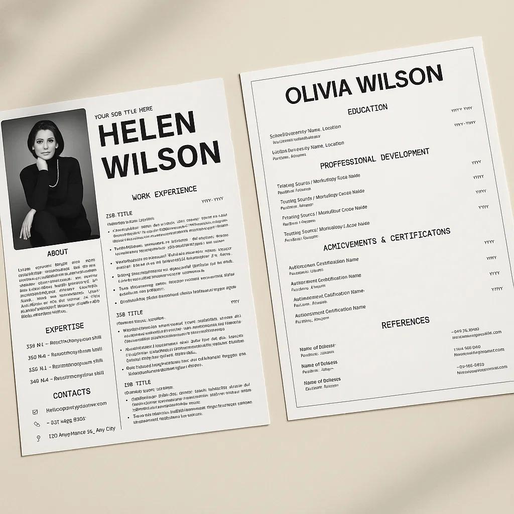 Professional Resume Template: Fully Customizable with Editable Sections for Experience, Education, Skills, and Achievements