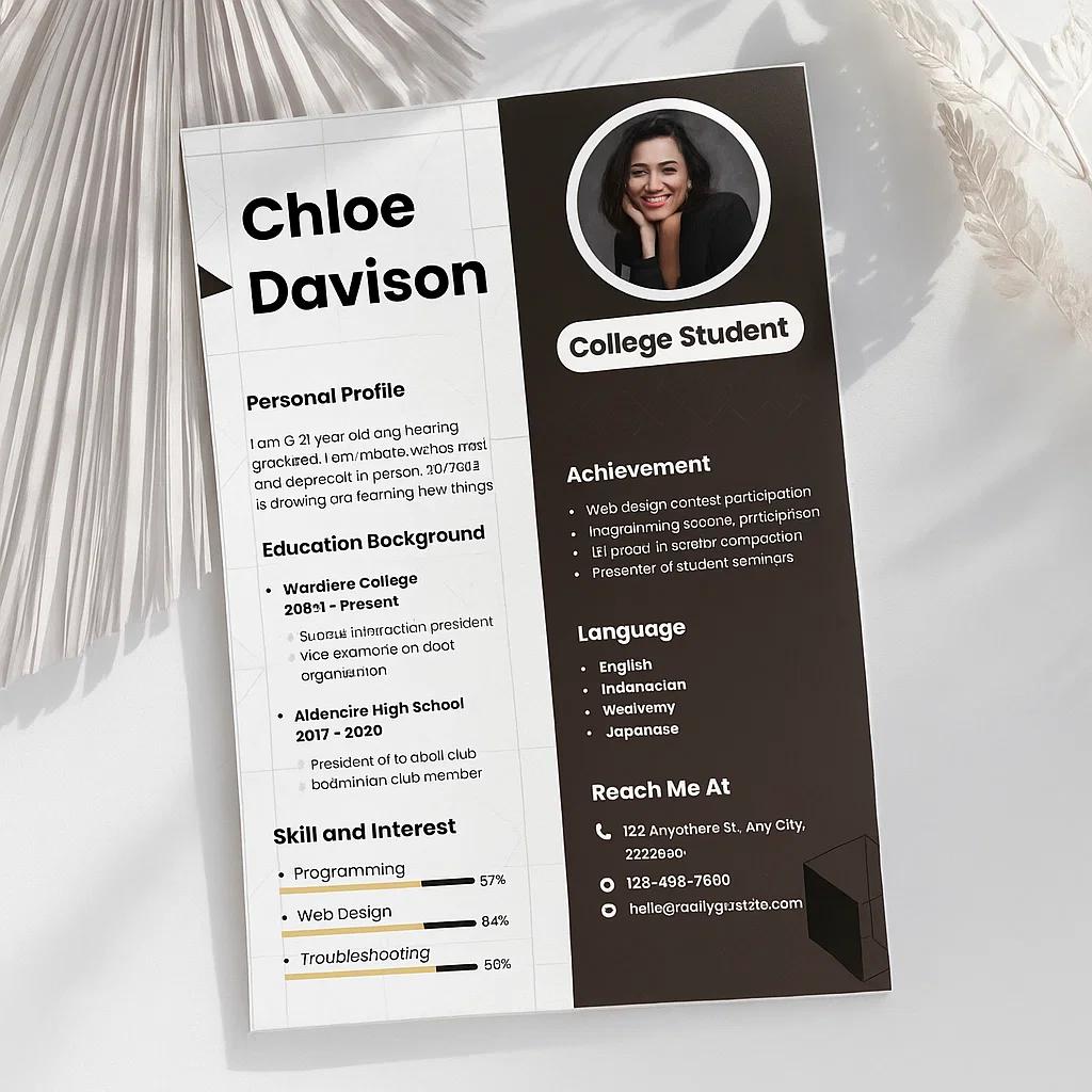  Resume Template for Chloe Davison – Engineering Graduate with Expertise in Programming and Web Design