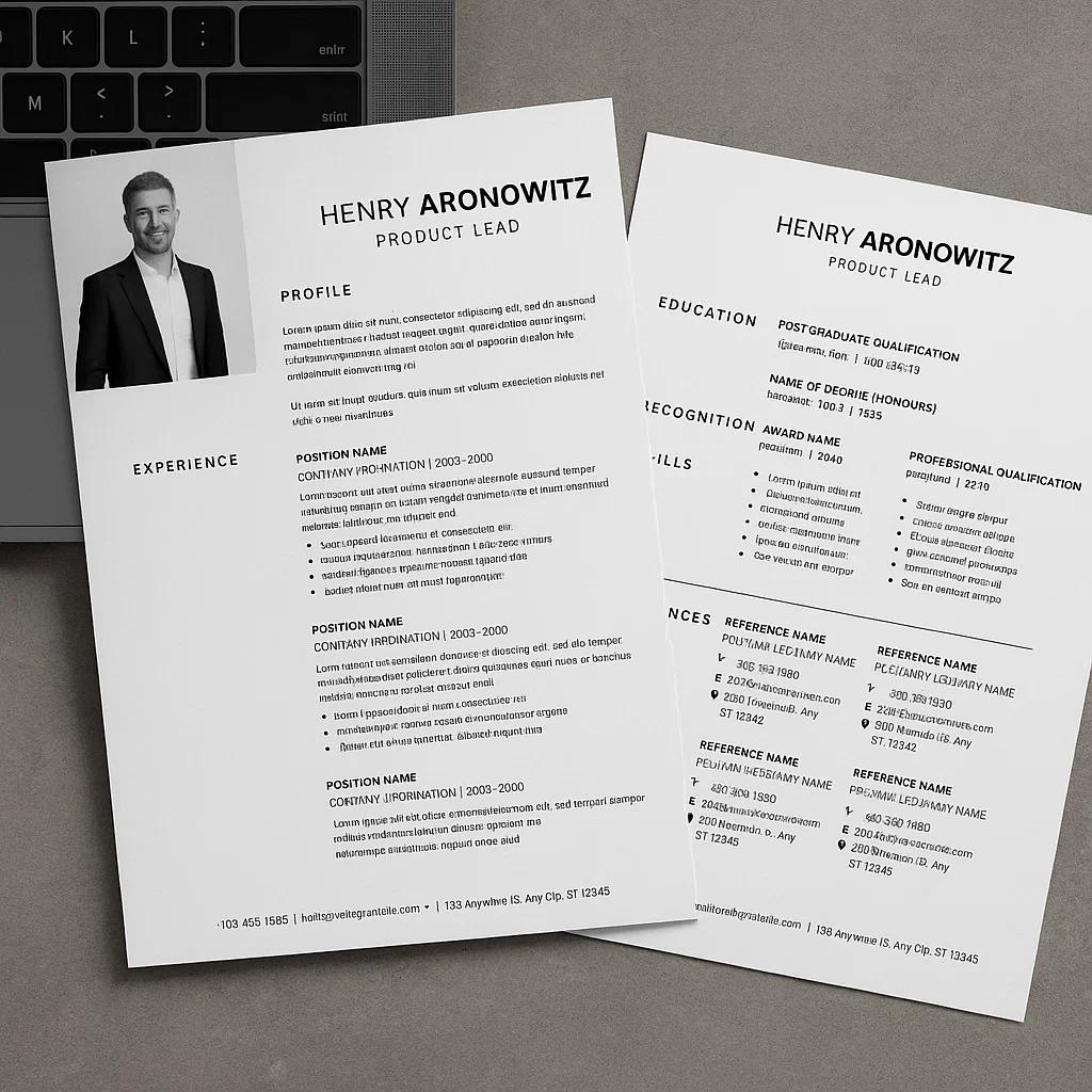 Modern Professional Resume Template  Fully Customizable Layout with Editable Sections for Profile, Experience, Education, Skills, and References