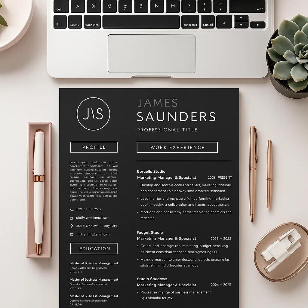 Modern Professional Resume Template  Editable and Customizable for Work Experience, Education, Skills, and Contact Information