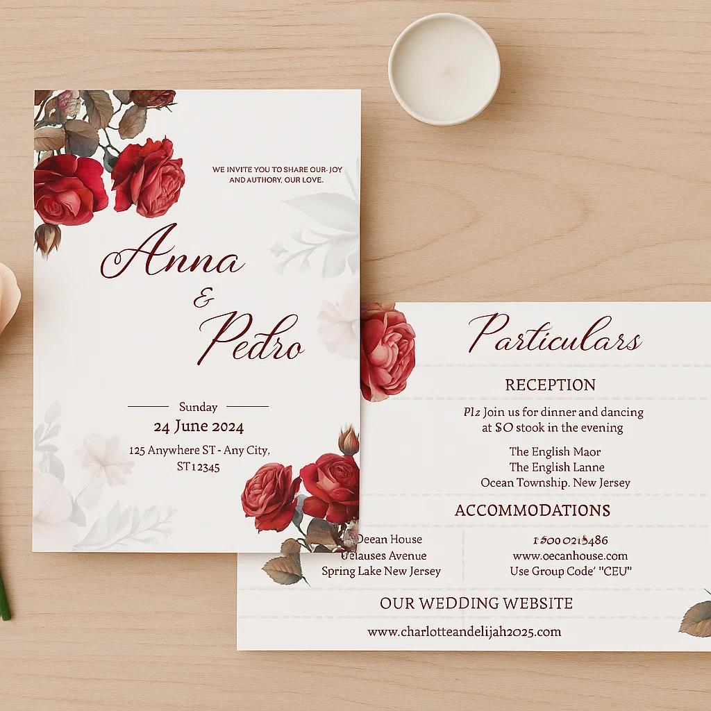 Elegant Editable Wedding Invitation Set – 3 Size Templates Included (Landscape & Card Size) – Instant Download & Printable