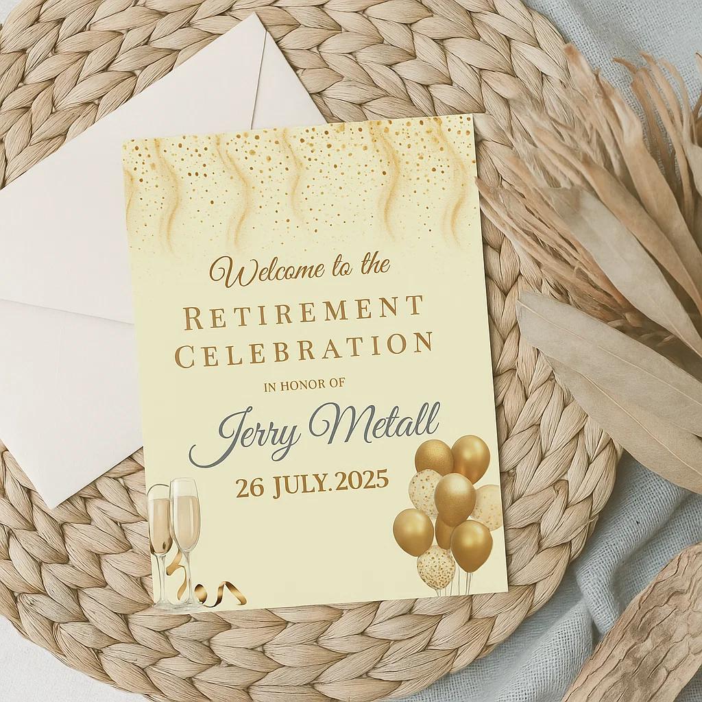 Celebration Invitation – Honoring a Lifetime of Dedication, Hard Work, and New Beginnings | Printable Digital Party Template