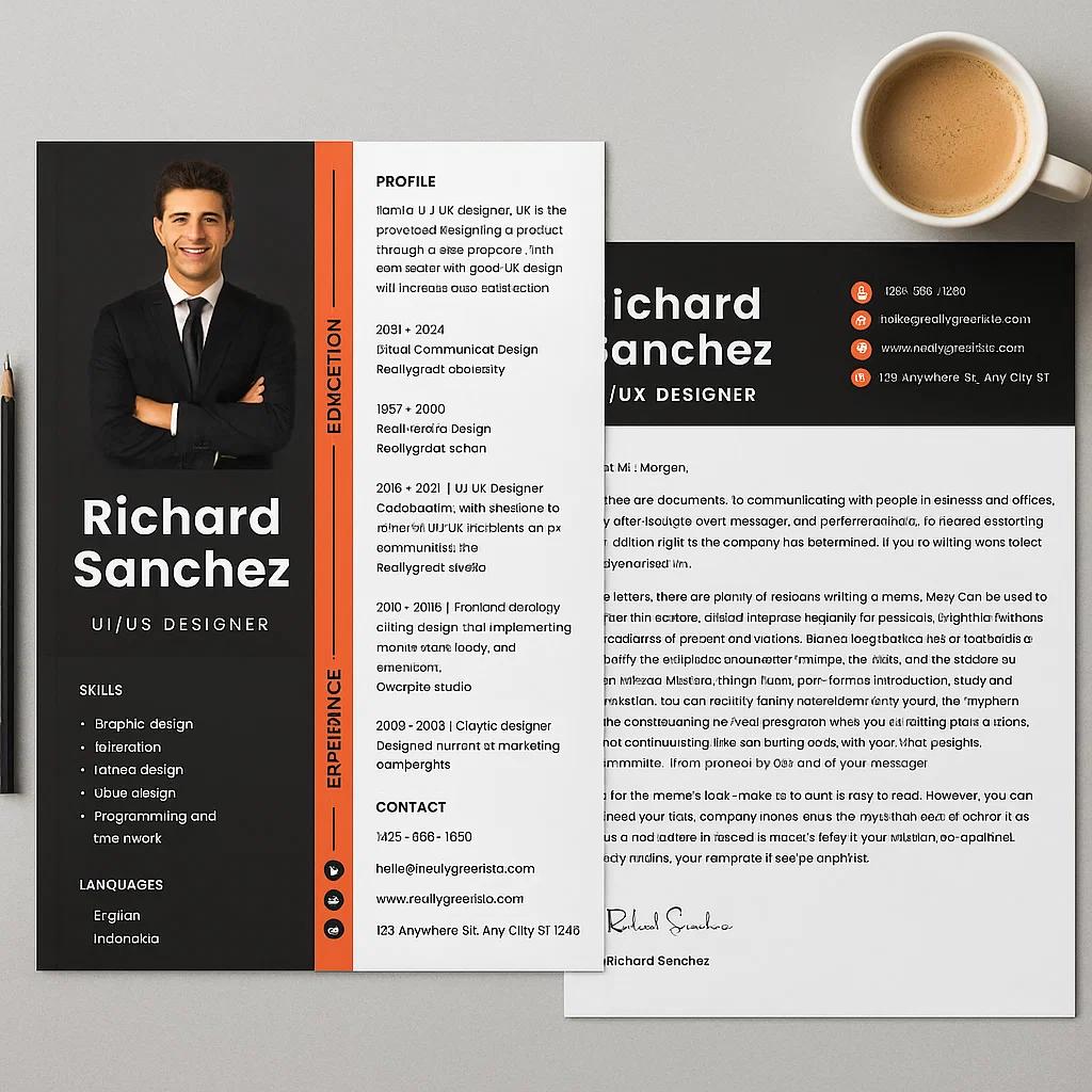 Modern UI/UX Designer Resume Template – 2 Page Professional CV  | Editable Design for Job Applications 