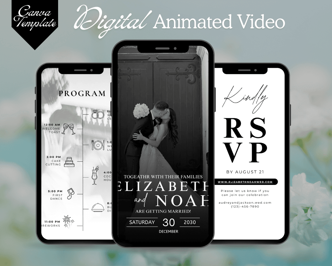 Wedding Invitation Template – Editable & Customizable Elegant, Modern, Romantic, Ceremony, and Reception Design