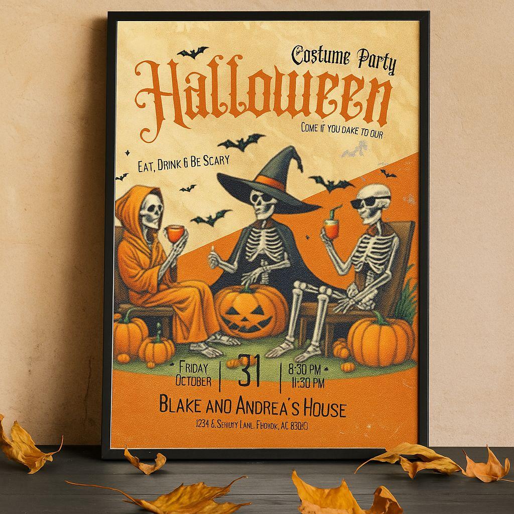 Halloween Costume Party Invitation Template – Editable & Printable Digital Invite Spooky Halloween Party Flyer | Instant Download Invitation Design