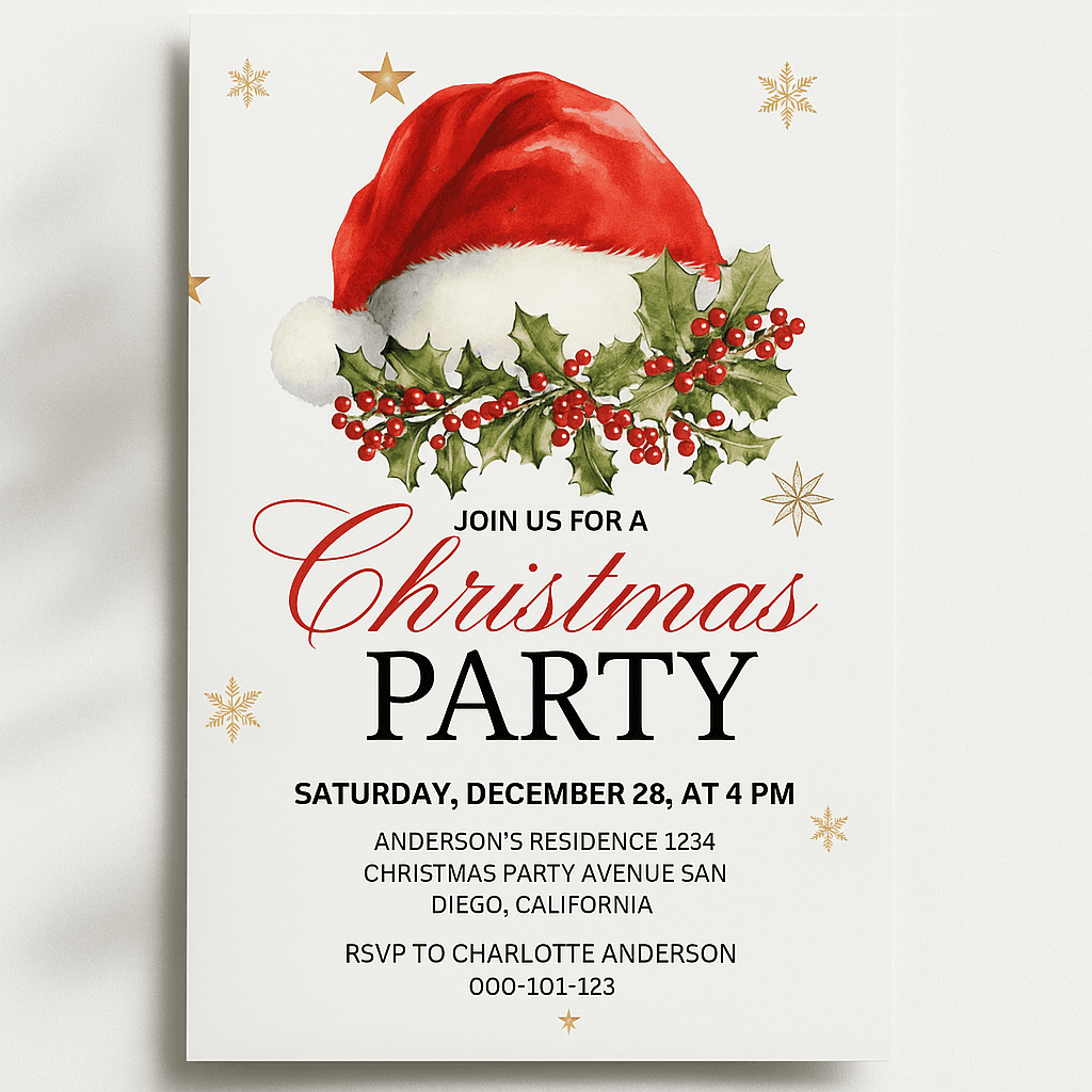 Editable Christmas Party Invitation • Modern Holiday Template • Digital Download