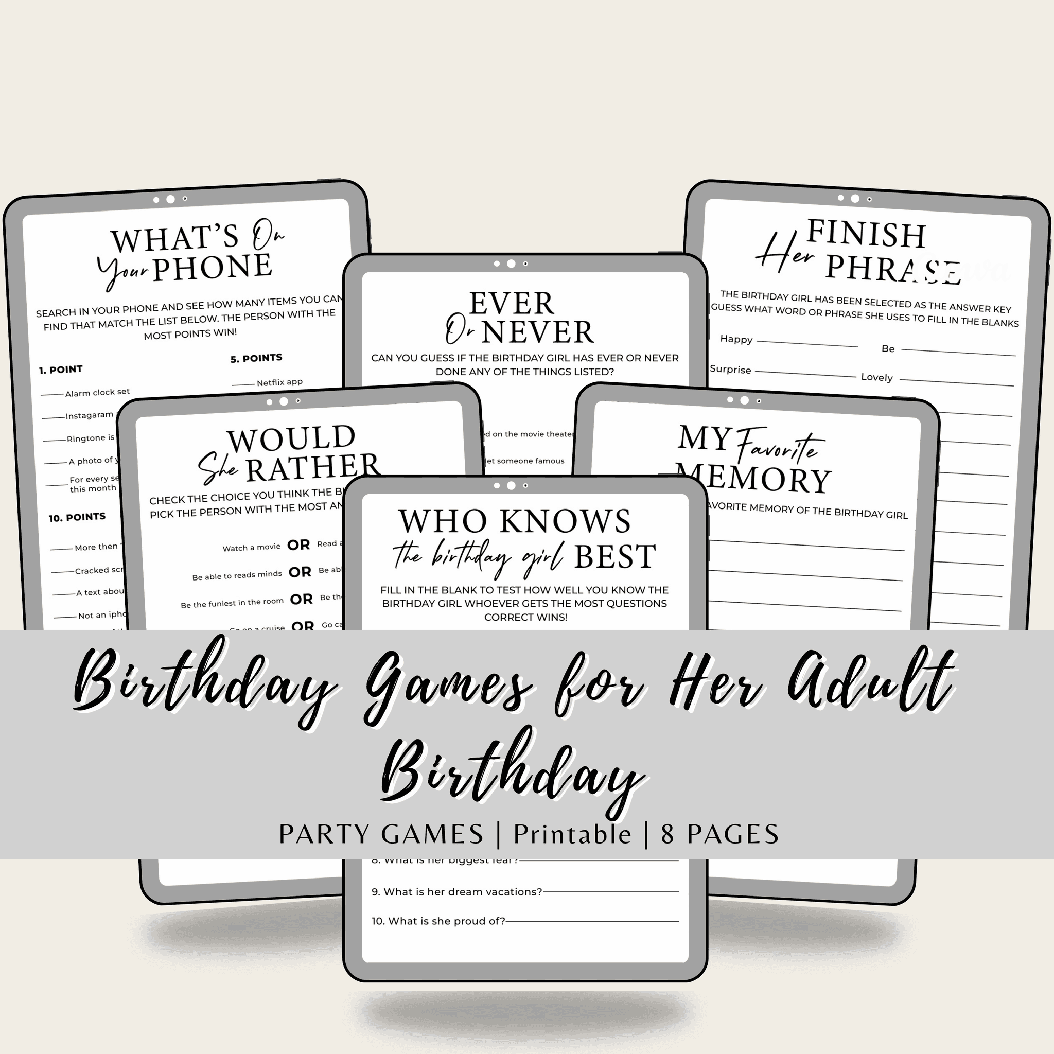 Fun Birthday Games for Her: Printable 'Who Knows the Birthday Girl Best' for Adult Parties