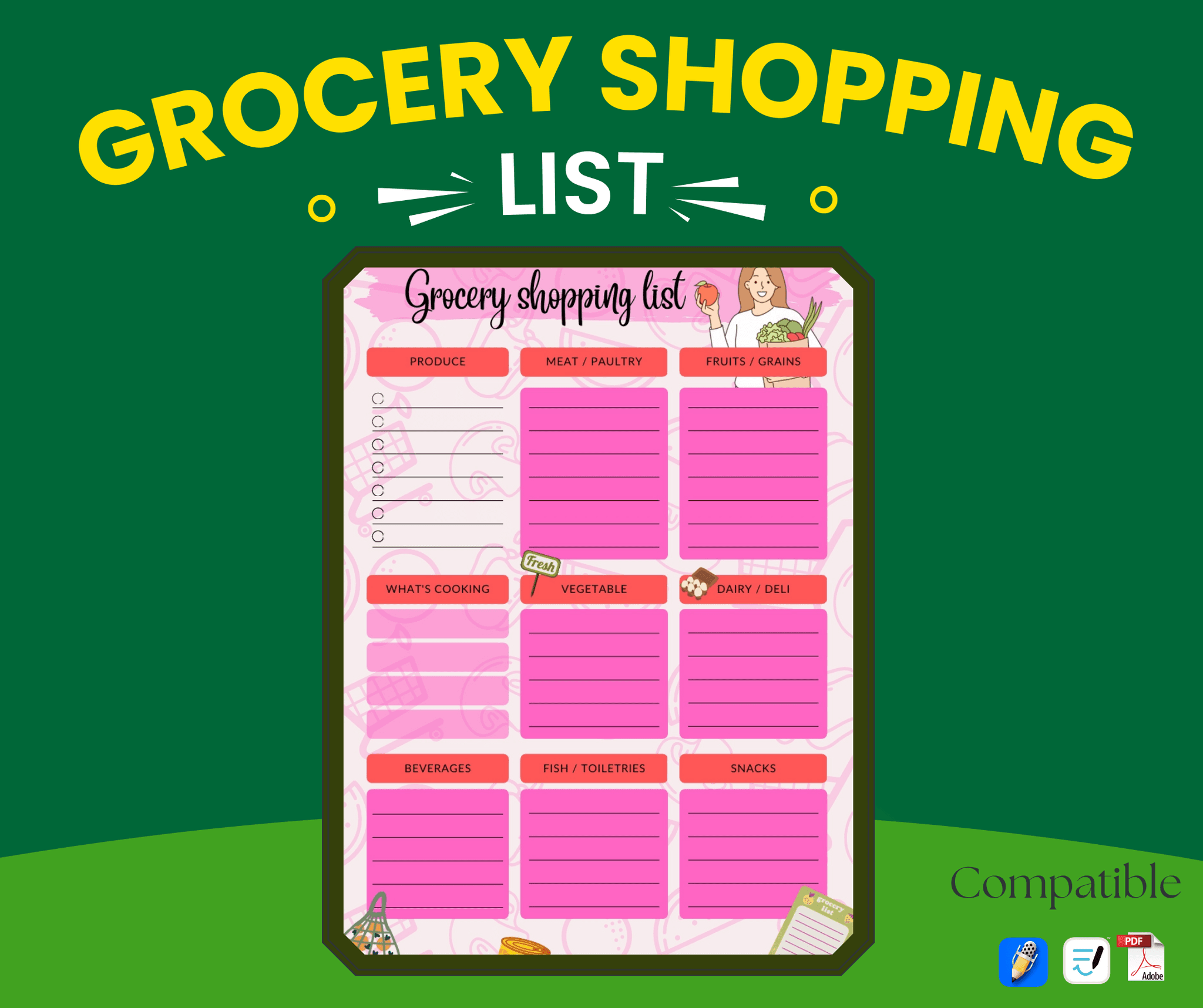One-Page Grocery Shopping List Planner | Simplify Your Shopping Trips!