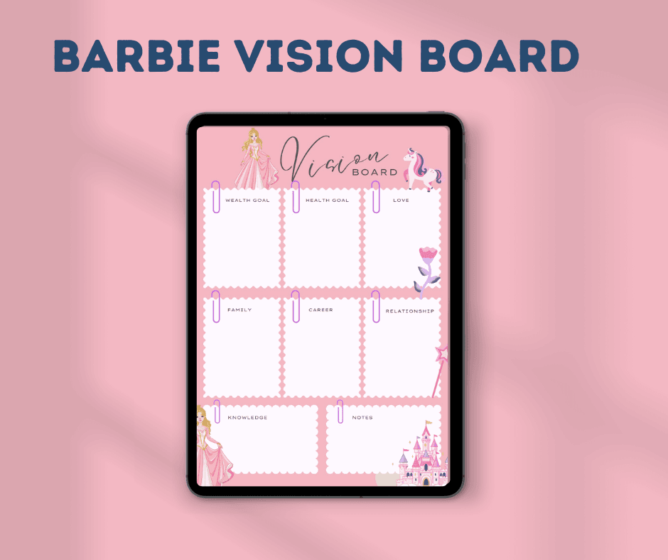 Barbie Vision Board | One-Page Planner for Dream Big & Achieve Your Goals