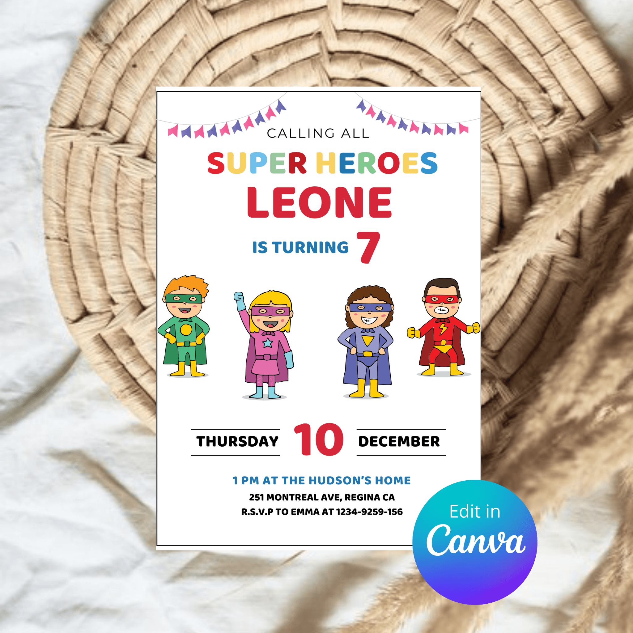 Superhero Birthday Party Invite | Editable & Printable Template