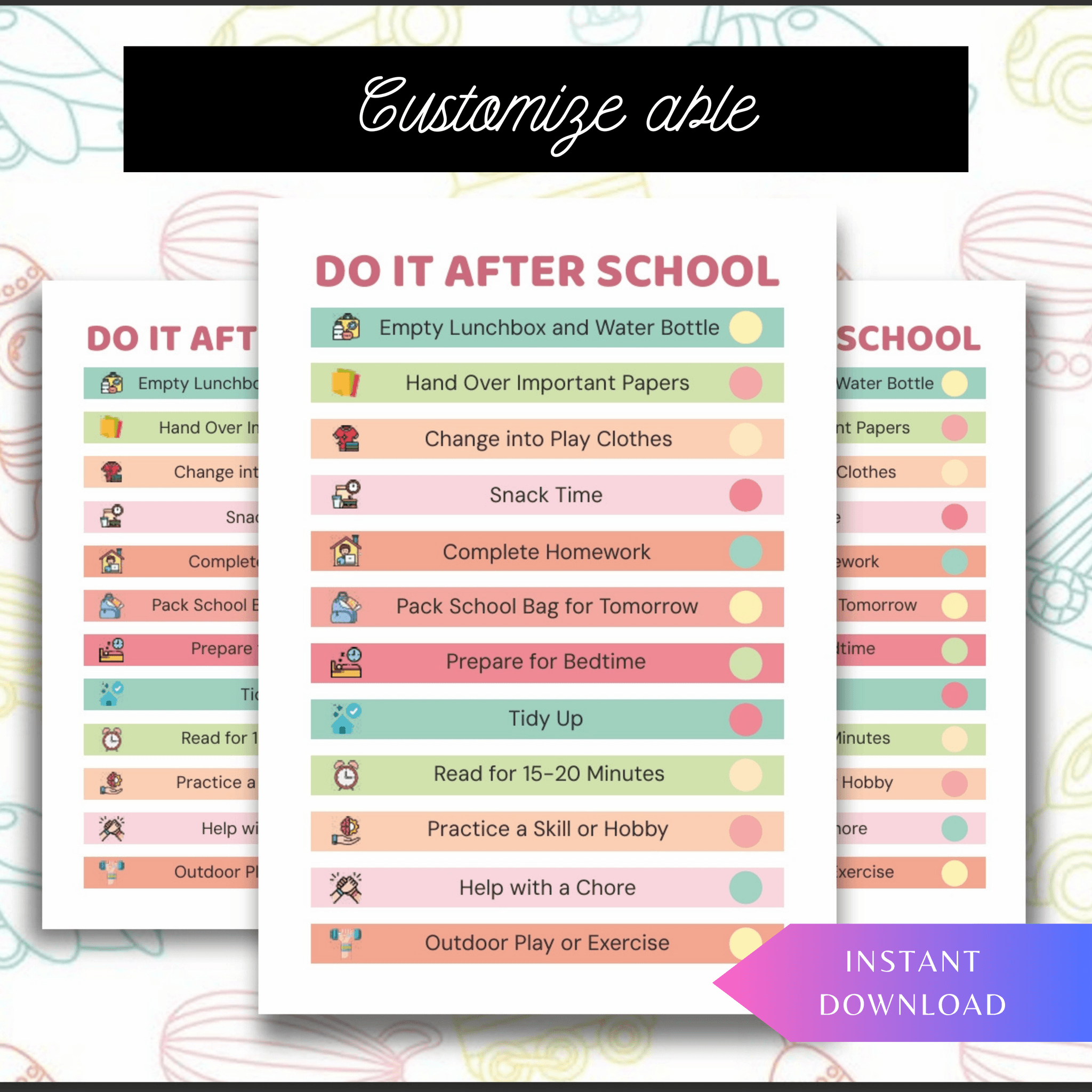 Student Daily Responsibility Chart