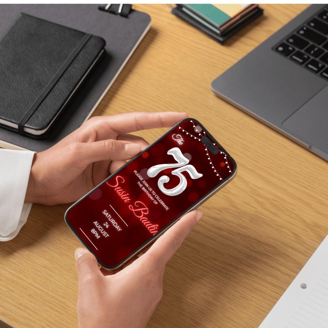 Susin Birthday Party Invitation – Editable & Customizable Digital Template | Elegant Red Theme | Instant Download for Girls Celebration Invite