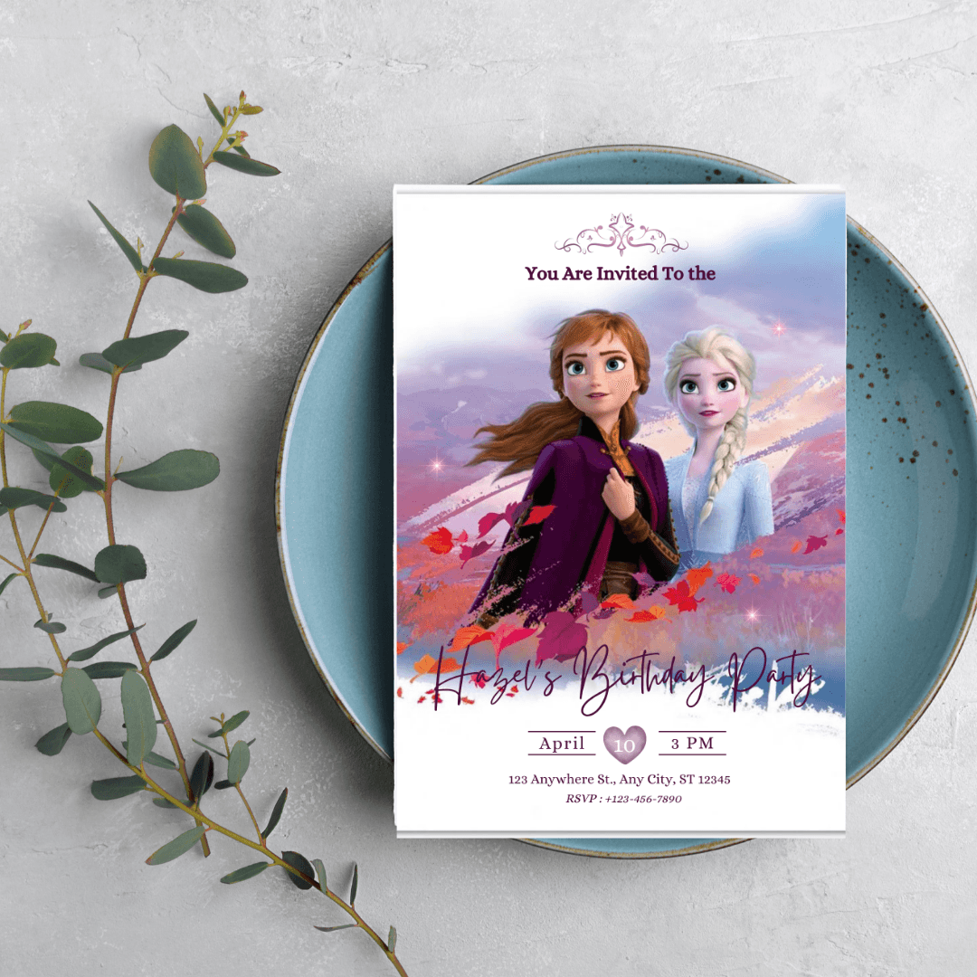 Frozen Theme Birthday Party Invitation Template – Editable and Customizable – Magical Winter Wonderland Digital Design for Kids’ Celebration, Printable Card Ask ChatGPT