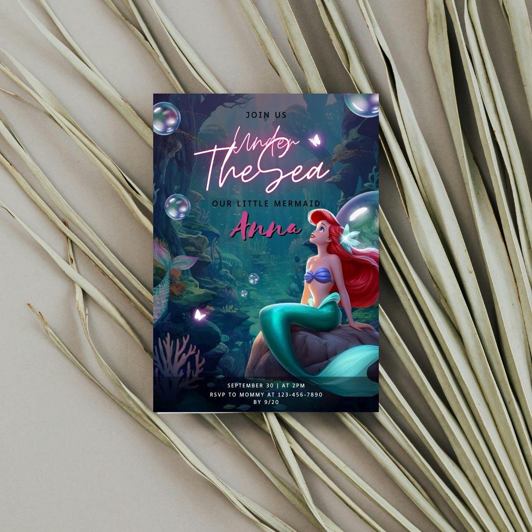 Sea Theme Birthday Party Invitation Template – Editable and Customizable – Ocean Adventure Digital Design for Kids’ Celebration, Printable Card