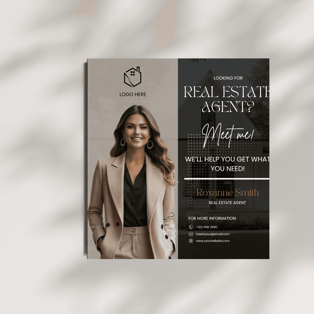 Editable & Customizable Real Estate Agent Marketing Flyer – Modern Professional Template for Realtors, Property Listings, and Client Outreach