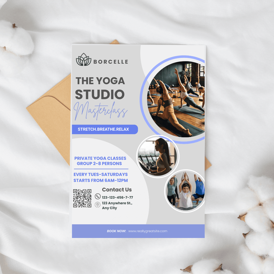 Yoga Studio Flyer Template Wellness Meditation Fitness Instructor Class Editable Printable Health Mindfulness Exercise Retreat Modern Digital Marketing Design