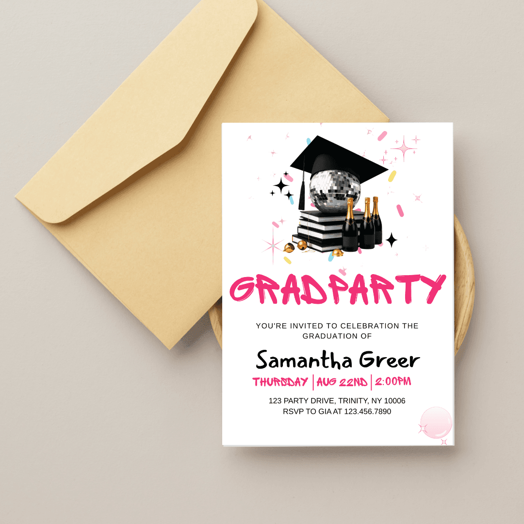 Graduation Party Invitation Template – Editable & Customizable Graduation Celebration, College, High School, and Senior Party Design