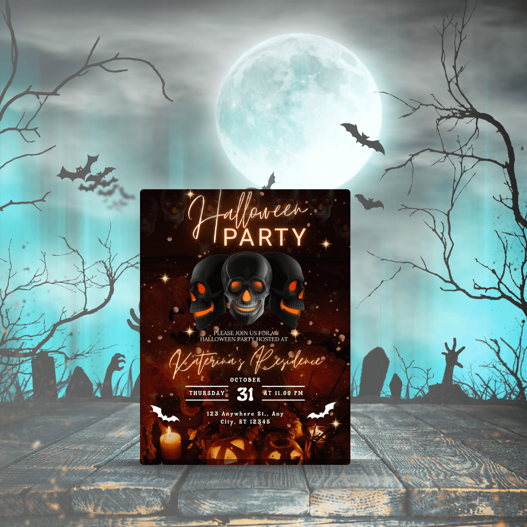 Halloween Party Invitation Template | Editable Digital Invite for Spooky Halloween Events, Ghosts, Costume Party