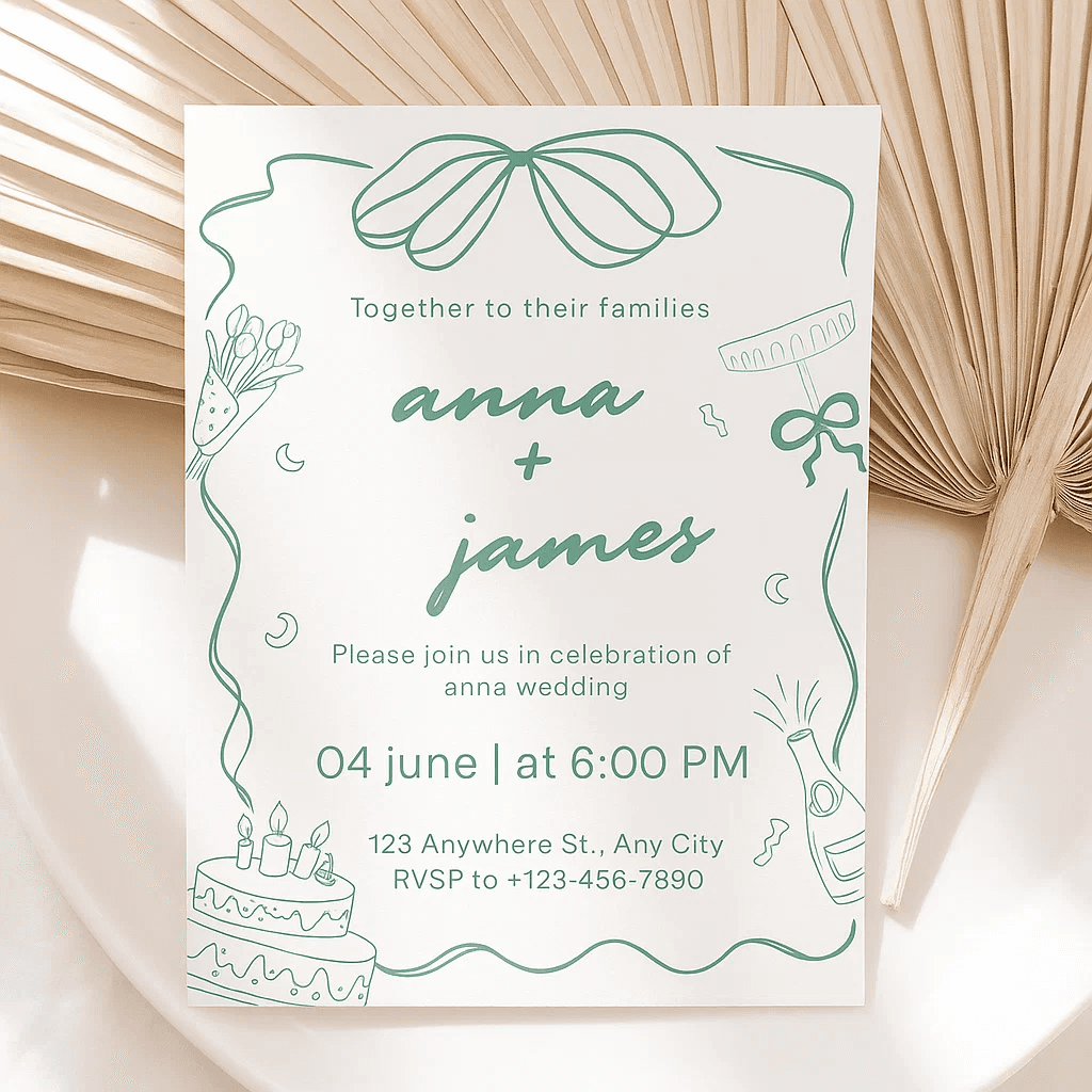 Anna & James Wedding Invitation – Elegant, Minimalist Design, Fully Customizable with Canvas, Editable for Your Special Day