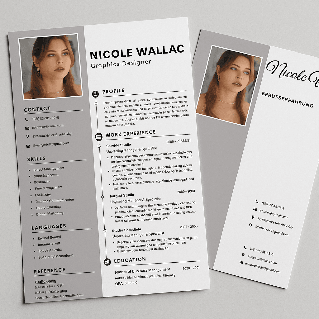 Nicole Wallac – Skilled Graphics Designer | Editable & Customizable Resume Template for Design, Marketing, and Branding Expertise