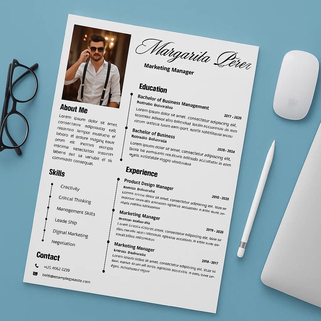 Margarita Perez – Marketing Manager | Editable & Customizable Resume Template for Marketing, Management, and Strategic Expertise