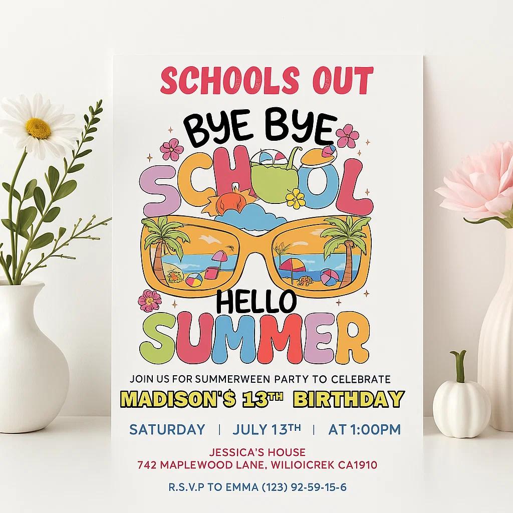 Editable Summerween Party Invitation Template – Customizable Date, Time, and Details for Madison's 13th Birthday Celebration