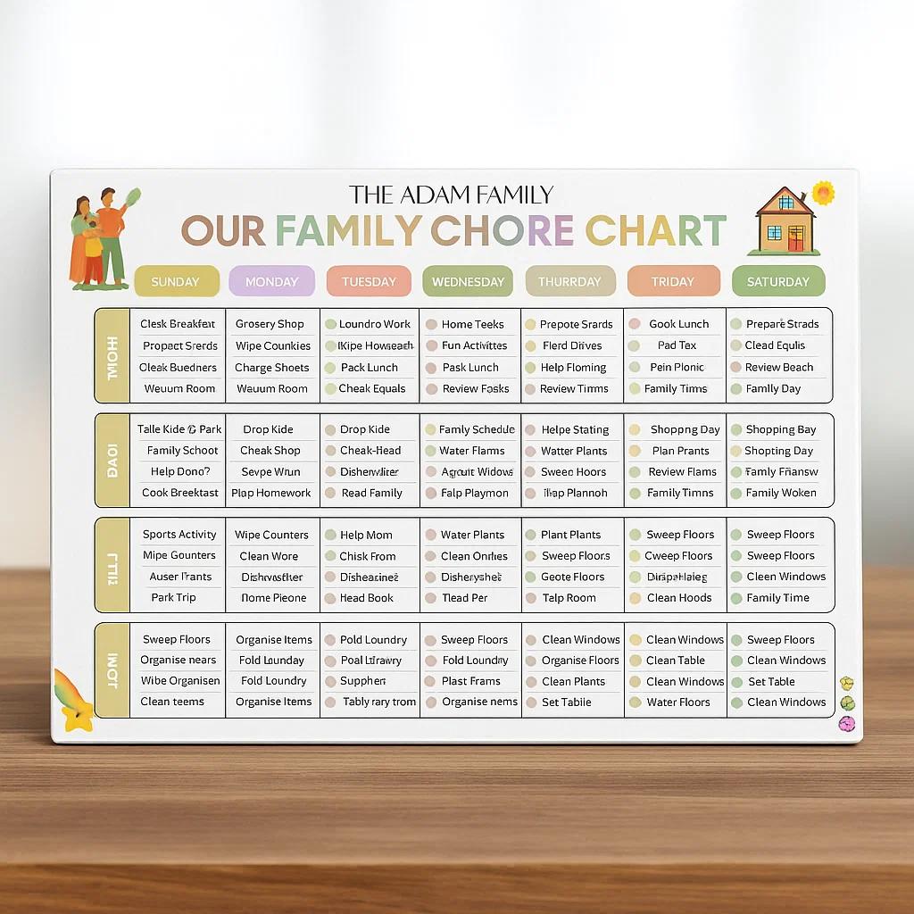 Fun Editable Family Chore Chart Template for Kids and Parents to Track Tasks, Build Routines, and Encourage Teamwork Every Day