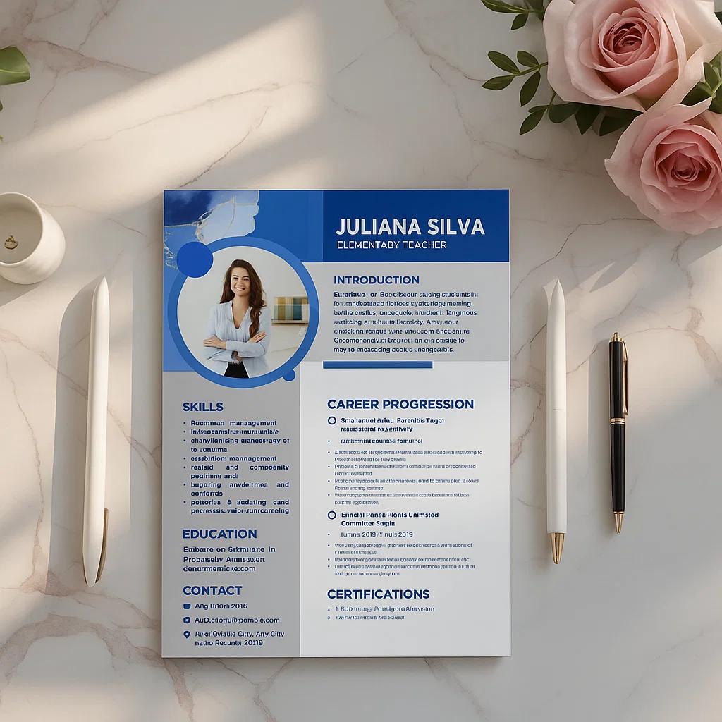Juliana Silva – Experienced Elementary Teacher | Editable & Customizable Resume Template for Classroom Management, Curriculum, and Student Engagement