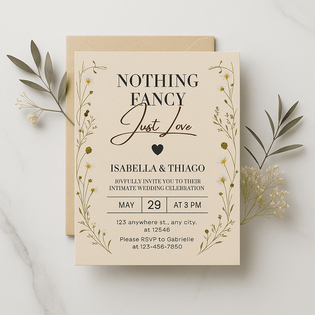 Editable Wedding Invitation Card | Elegant Minimal Floral Design | Canva Template | Printable Digital Invite | Instant Download | Customizable Online