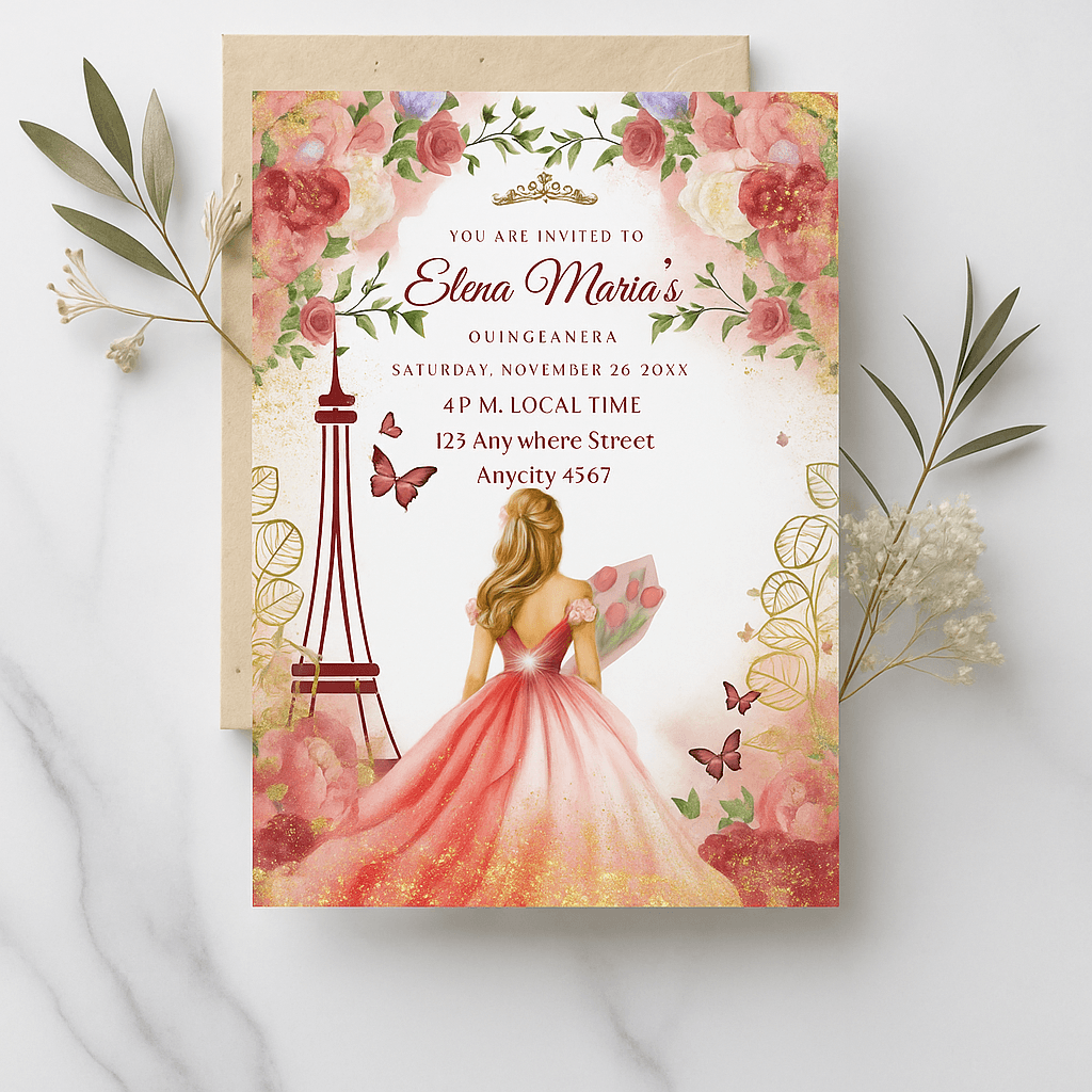Floral Wedding Invitation | Editable Canva Template | Custom Printable Invite | Digital Download | Elegant Wedding Card Design | Instant Access & Easy to Customize