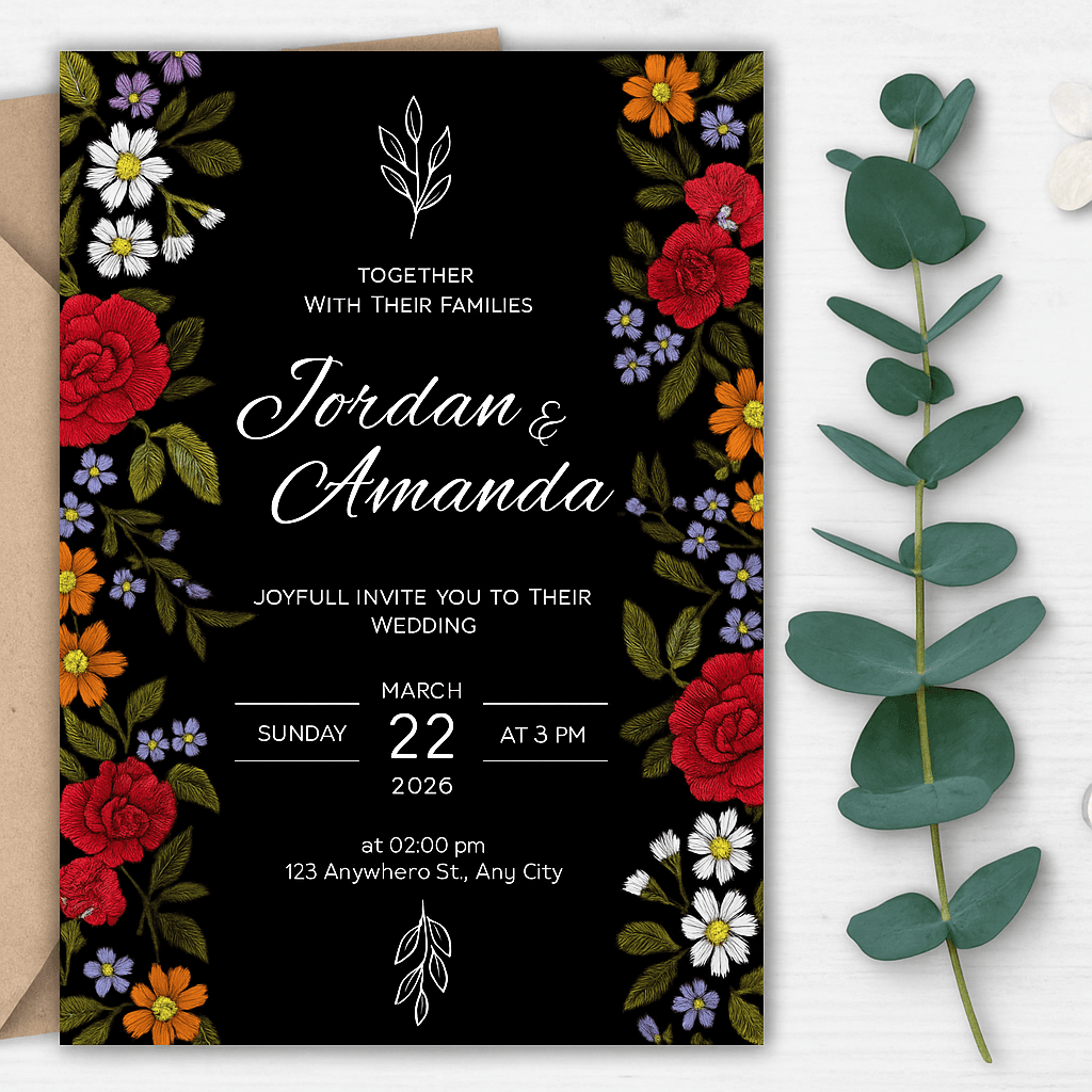 White Floral Save the Date Invitation | Editable Canva Wedding Template | Elegant Printable Card Design | Digital Download | Customizable & Instant Access