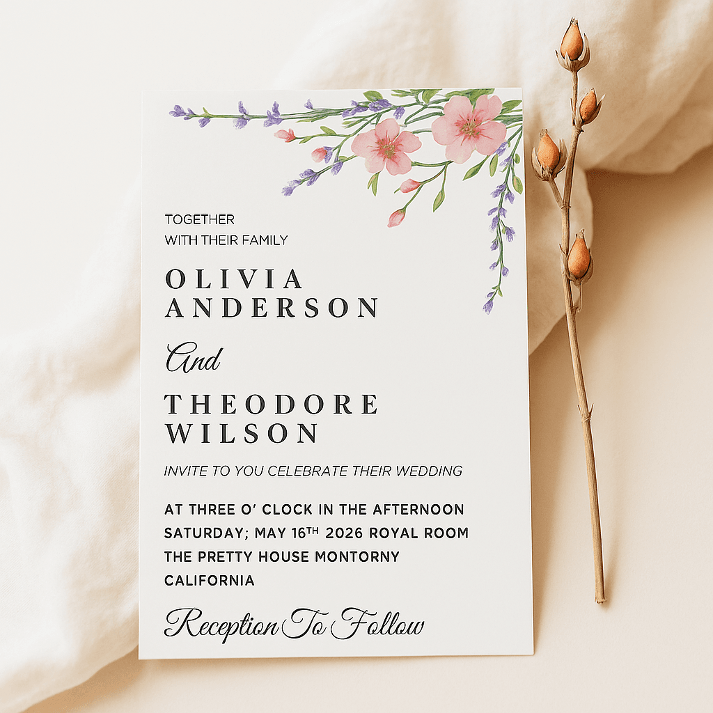 Elegant Flower-Themed Wedding Invitation | Editable Canva Template | Custom Printable Design | Digital Download | Floral Wedding Card | Instant Access & Easy to Edit