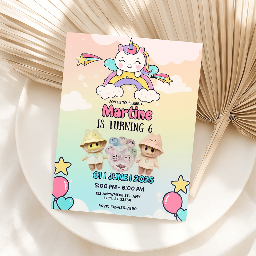Colorful and Fun 6th Birthday Party Invitation – Editable Digital Template for Kids – Printable Card for Boys and Girls – Instant Download