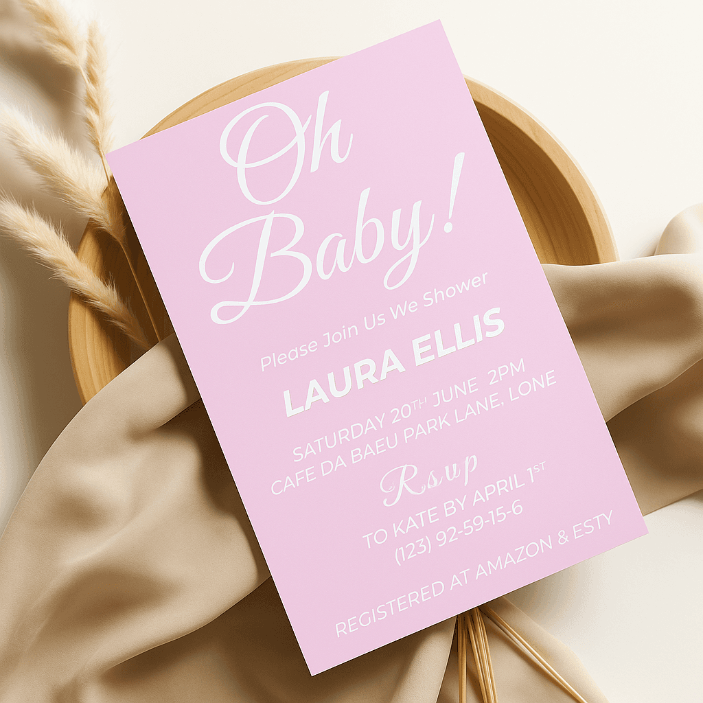 Baby Shower Invitation Card | Editable Canva Template | Custom Printable Design | Digital Download | Joyful Celebration Invite | Instant Access | Easy to Edit