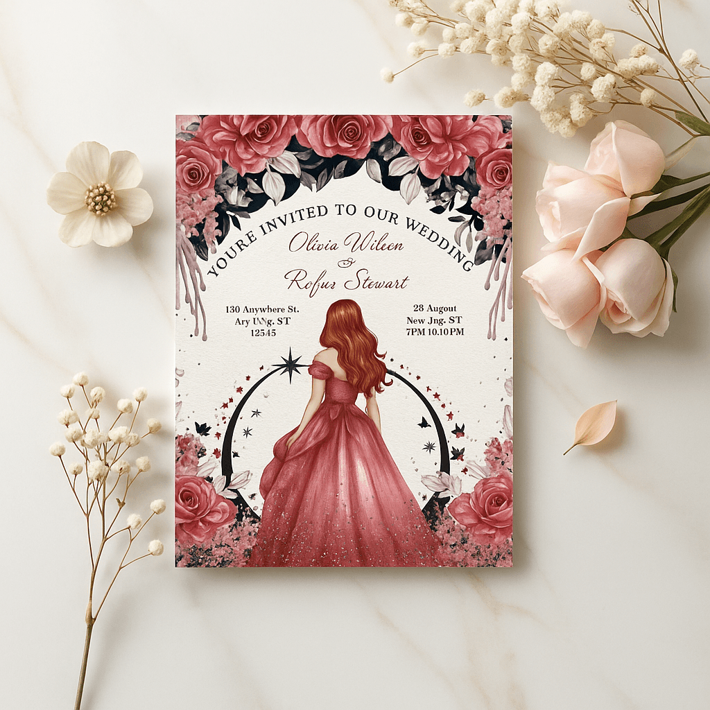 Elegant Wedding Invitation Template – Editable with Canva, Customizable, Printable Design, Instant Download, Modern Floral Invite for Brides