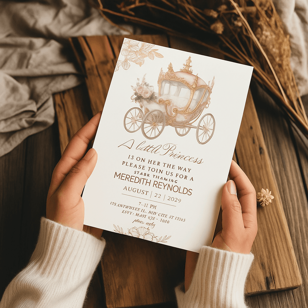 Little Princess Baby Shower Invitation – Editable with Canvas, Customizable, Printable, Instant Download