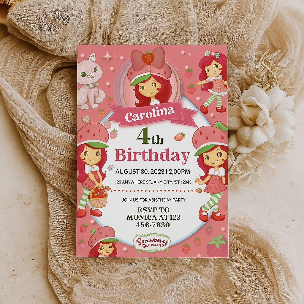 Capolina’s 4th Birthday Party Invitation – Editable Canvas Template, Customizable, Printable Design, Fun Kids Theme, Instant Download Invite