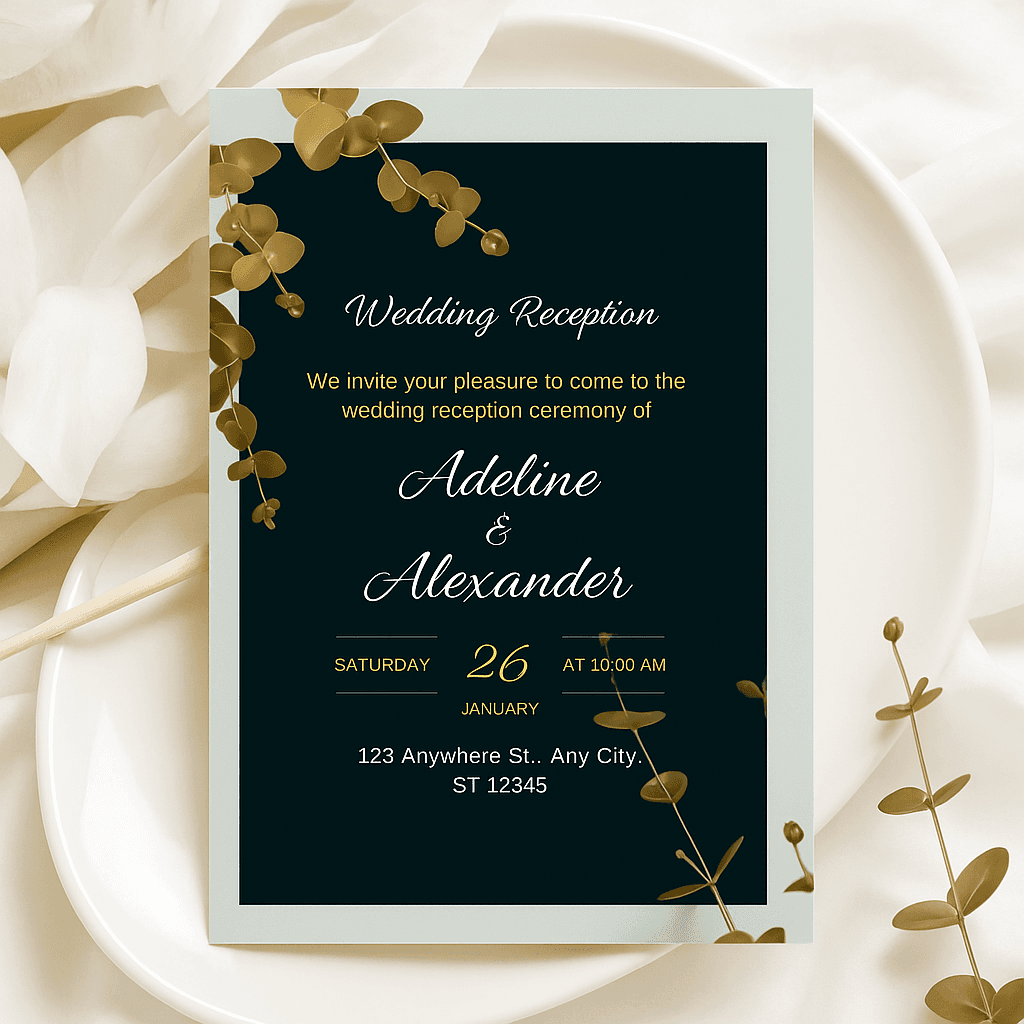 Floral Wedding Invitation Template – Editable, Customizable, Printable Canva Design for Brides, Elegant Botanical Theme, Instant Download