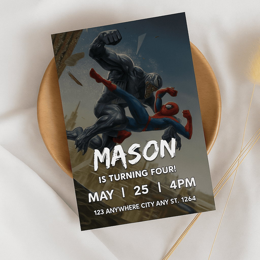 Mason Is Turning Four – Editable Birthday Party Invitation, Fun Kids Theme, Printable Invite, Instant Download, Perfect for Toddlers