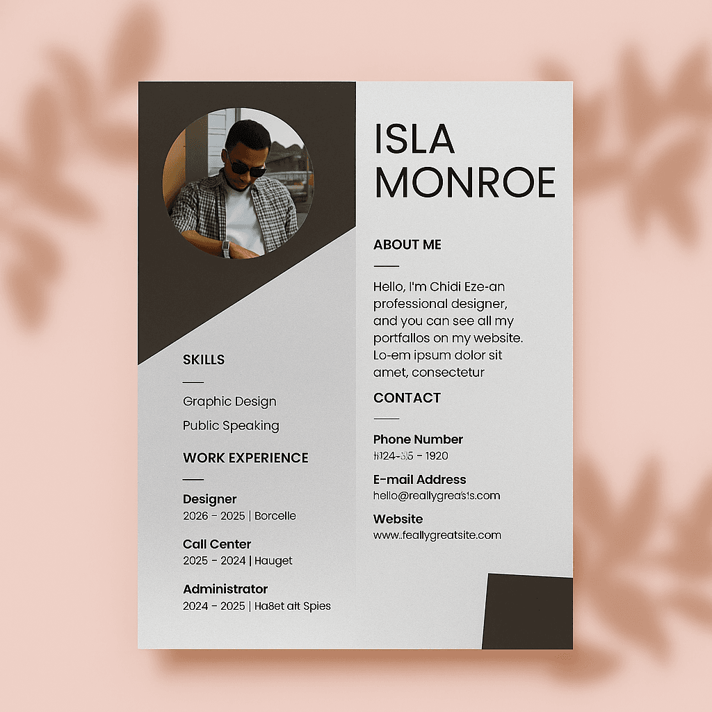 Isla Graphic Designer Resume – Editable Canva Template, Customizable Modern CV, Creative Layout, Portfolio Section, Instant Download