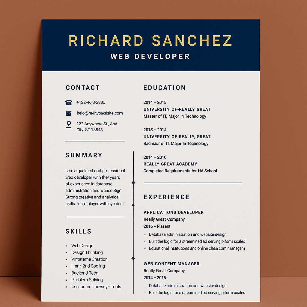Website Developer Resume Template – Editable Canva CV, Customizable Tech Resume Design, Modern Layout, Instant Download, Professional Format