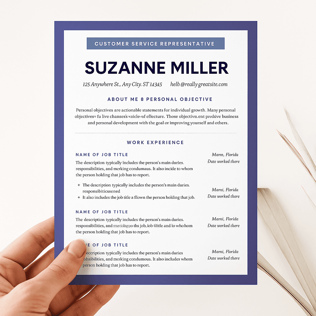 Suzanne Miller Resume Template – Professional Canva CV Design, Editable & Modern Layout for Corporate, Business, and Creative Jobs