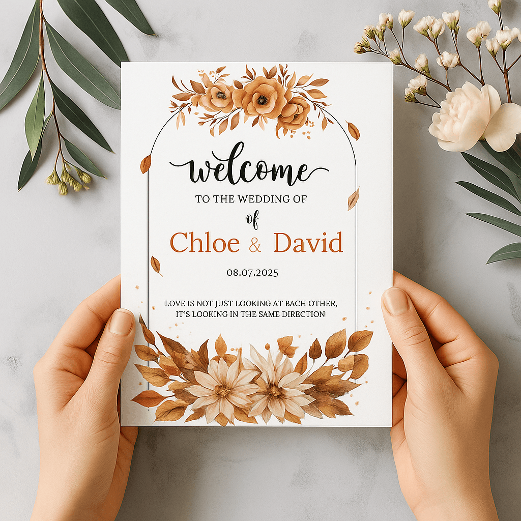 David Floral Wedding Invitation – Elegant Botanical Design, Customizable Template for Garden, Spring, or Romantic Weddings