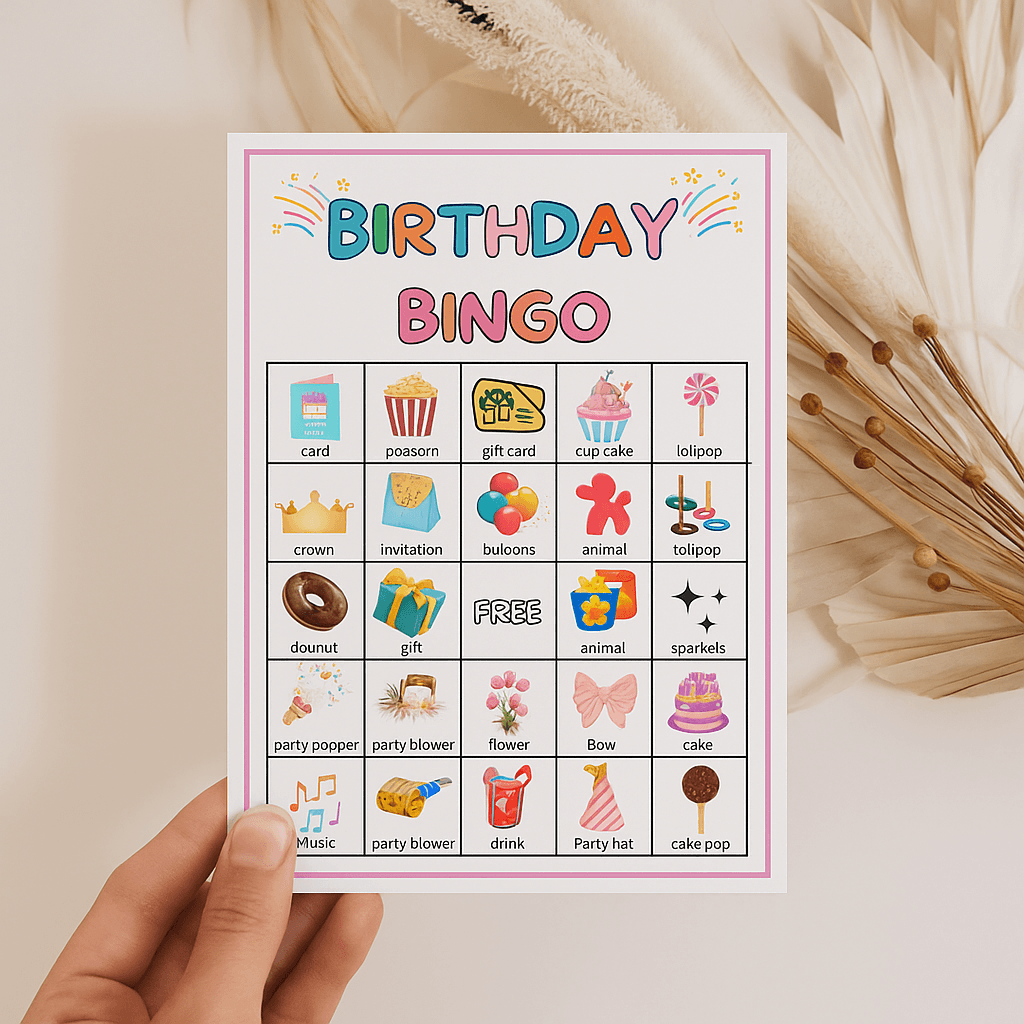 Birthday Bingo Party Game – Fun & Colorful Printable Activity for Kids and Adults – Instant Download – Great for Celebrations