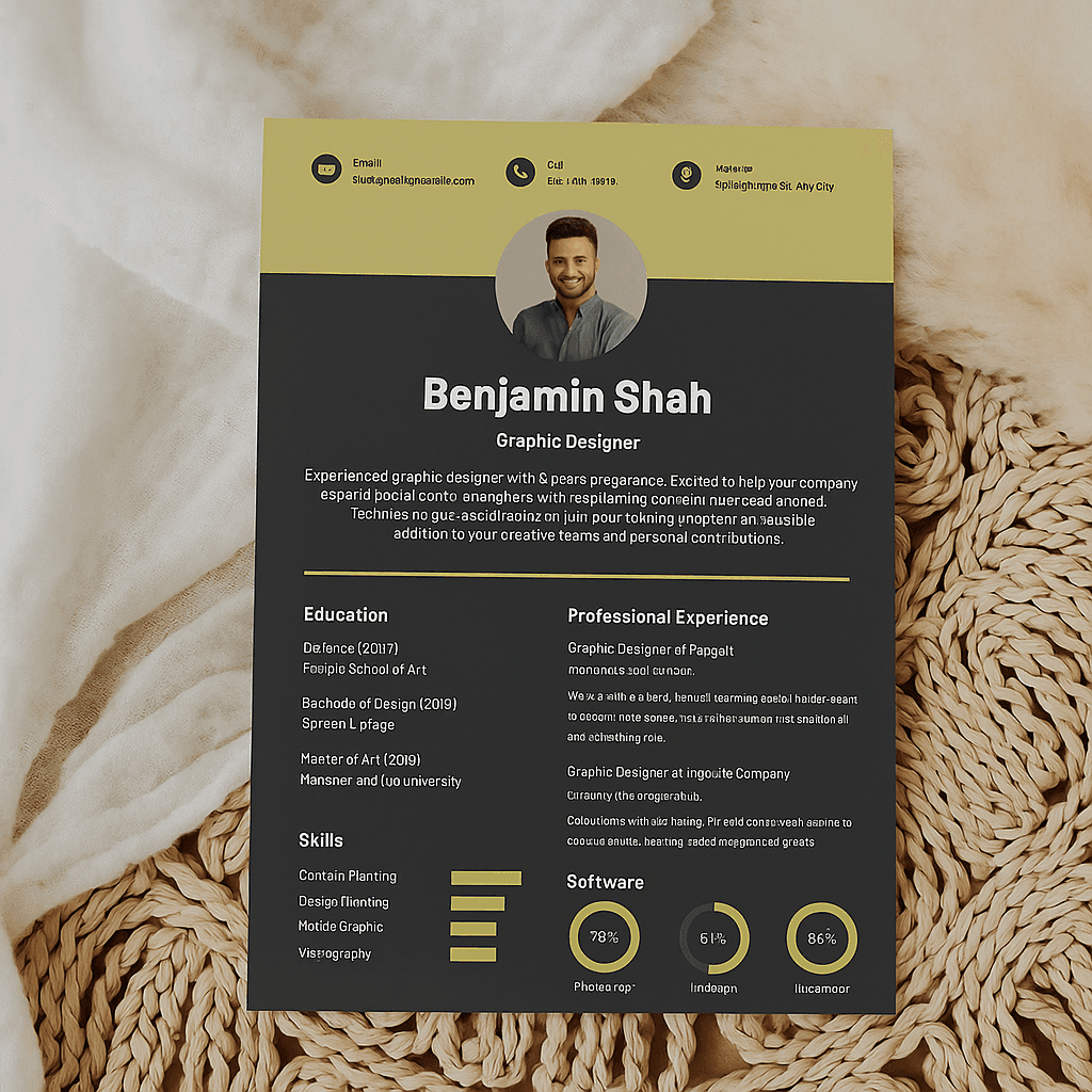 Benjamin Shah – Professional Resume Template | Modern & Editable CV Design | Fully Customizable in Canva for Job Seekers