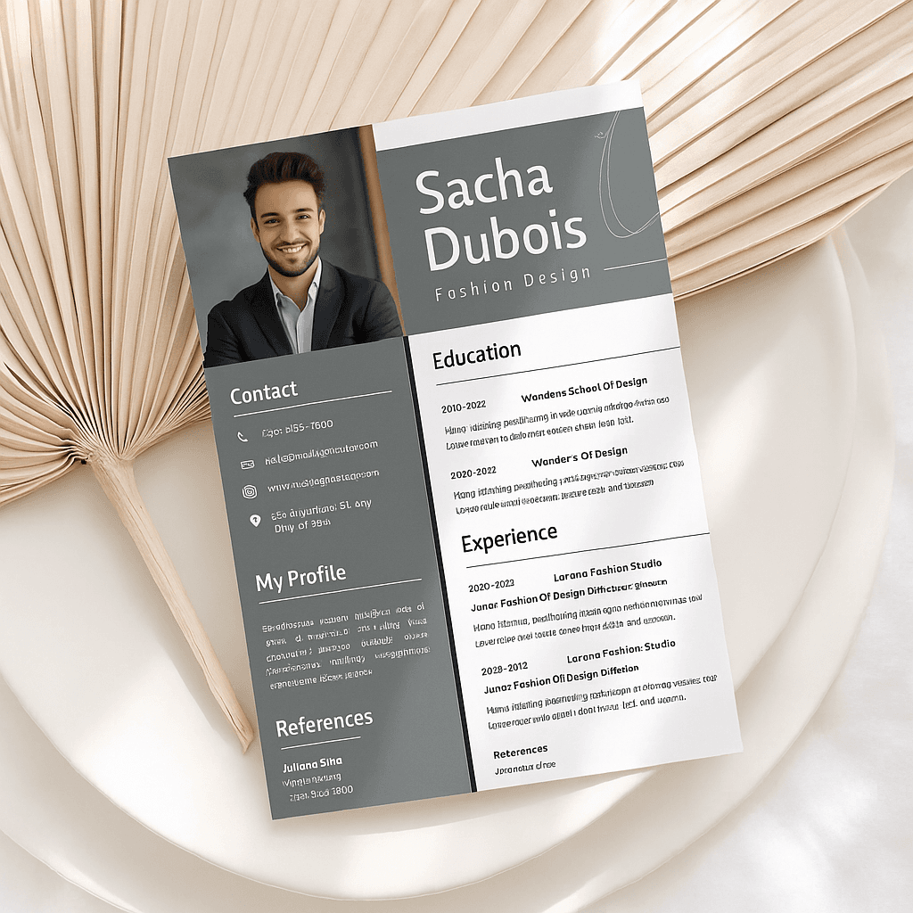 Grey and White Minimalist Graphic Designer Resume Template | Clean & Editable Canva CV | Modern Professional Layout for Creatives