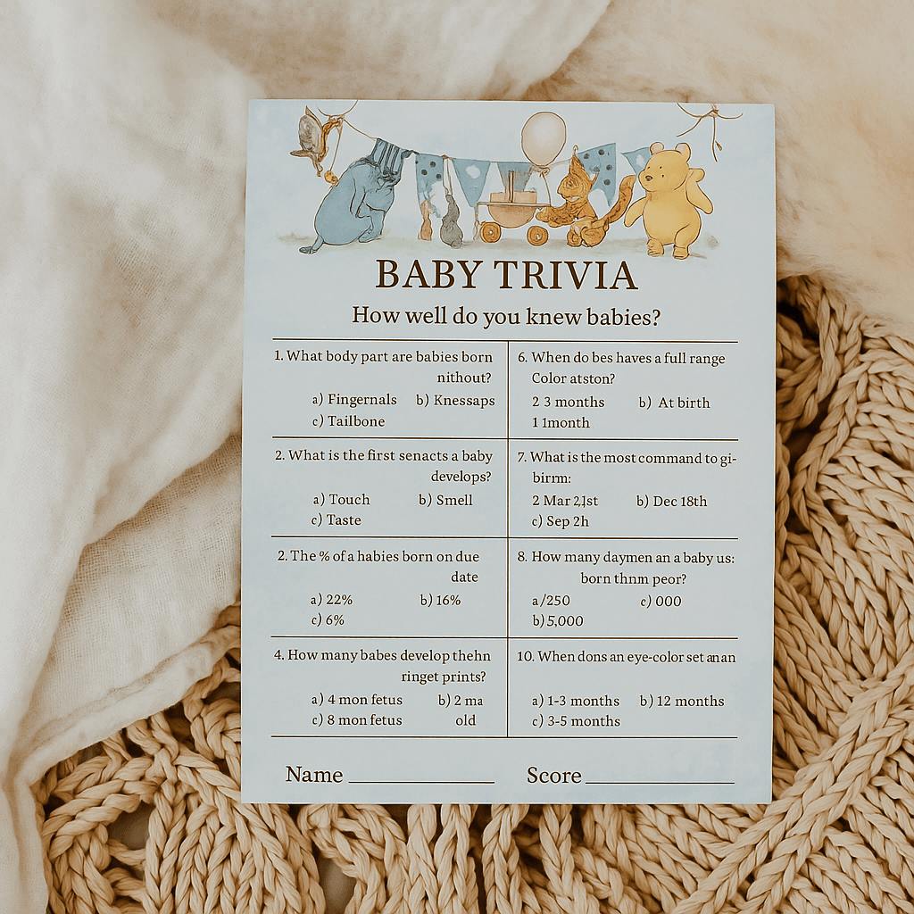 Baby Trivia Party Game – Editable & Customizable Canva Template | Fun Printable Baby Shower Activity for Guests | Instant Download