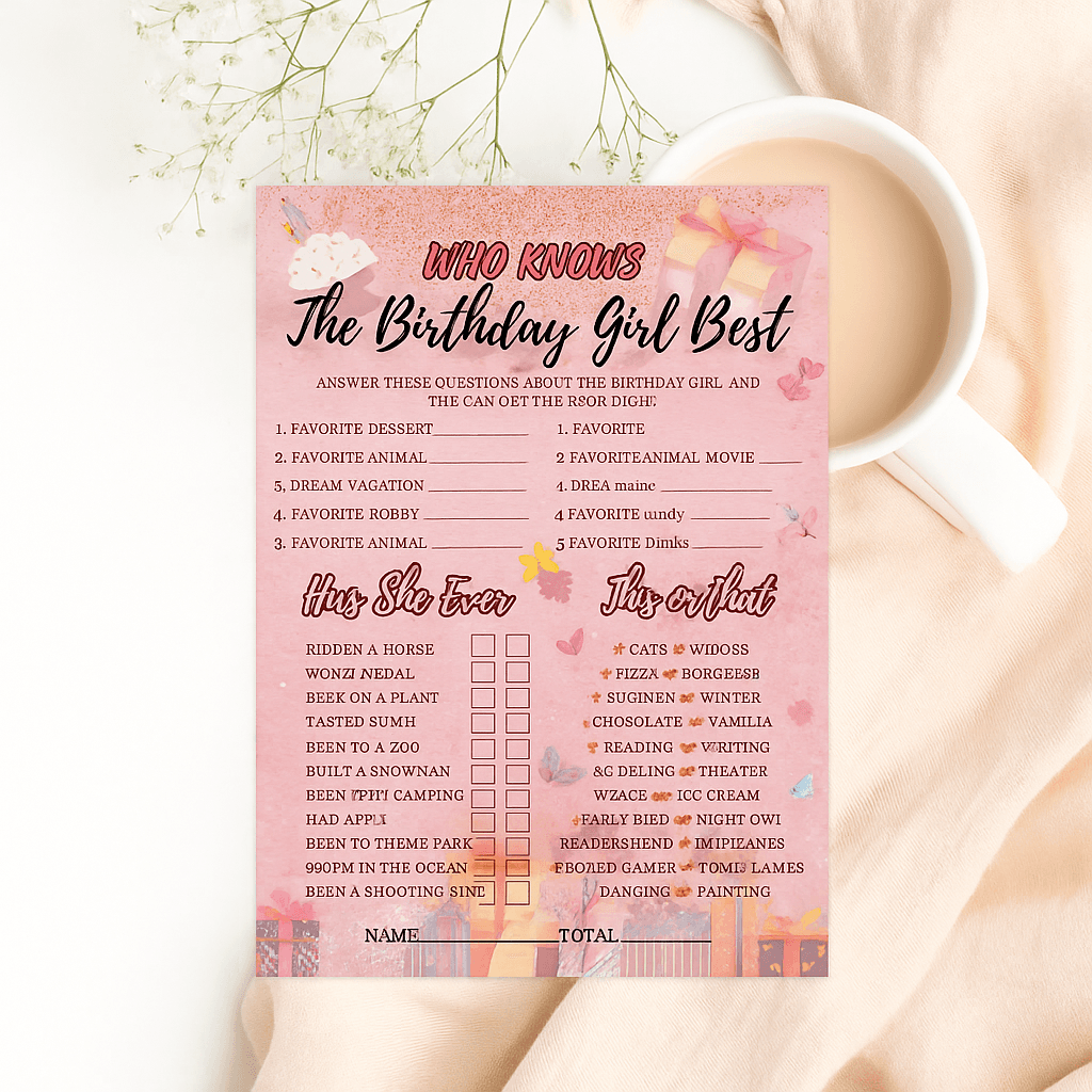 Girls Birthday Party Games – Editable & Printable Canva Templates | Fun Digital Download for Kids Activities, Party Entertainment & Group Fun