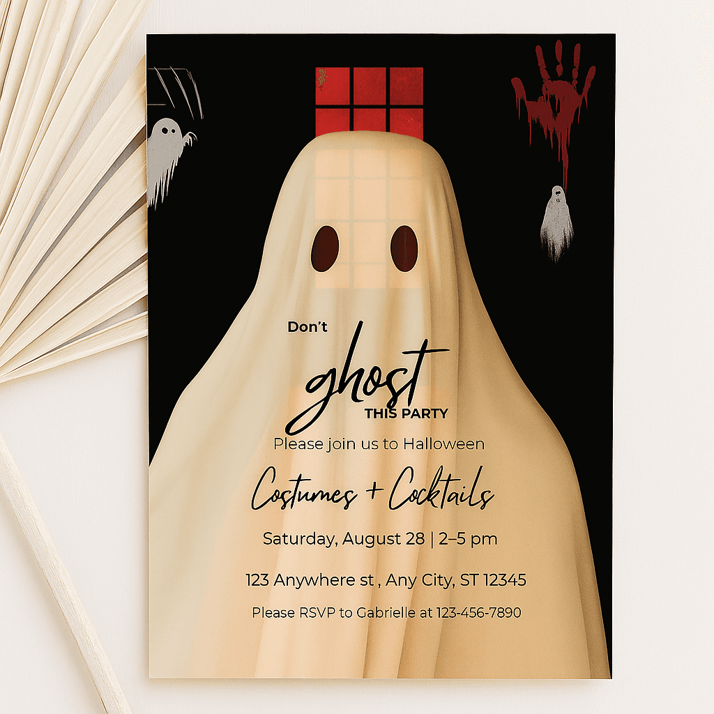 Editable The Ghost Party Invitation Template Custom Halloween Invite Spooky Printable Card Digital Download Haunted Theme Party Instant Access Design