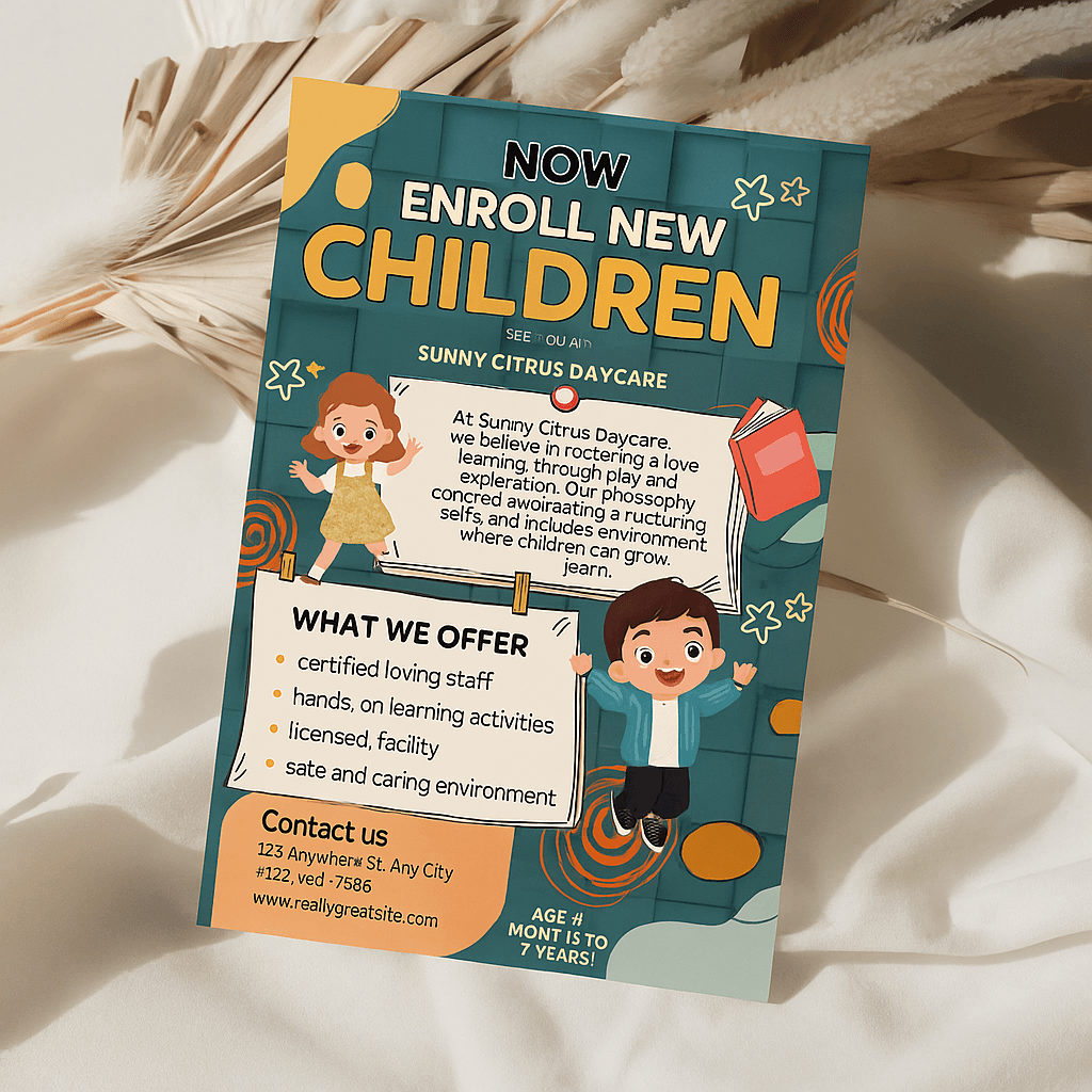 Children Care Illustrative Private Tutoring Services Flyer Educational Learning Support Promotion Editable & Customizable Printable & Digital Download Design